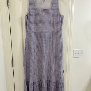Lands’ End Geometric Maxi Cottagecore Prairie Sleeveless Dress--Size Large